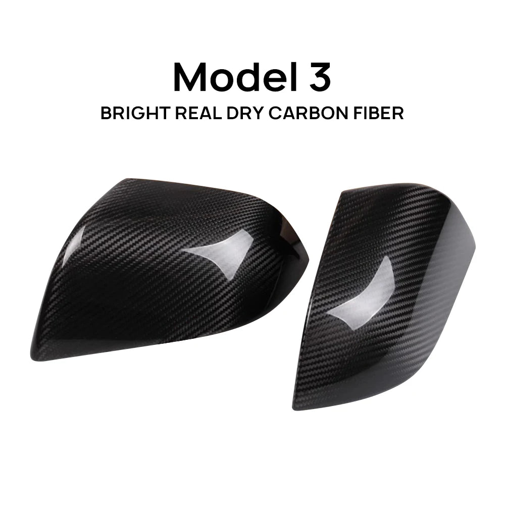 Car Rearview Mirror Case Cover For Tesla Model 3 Model3 2016-2023 2024 Highland Real Carbon Fiber Auto Exterior Mirrors Cap