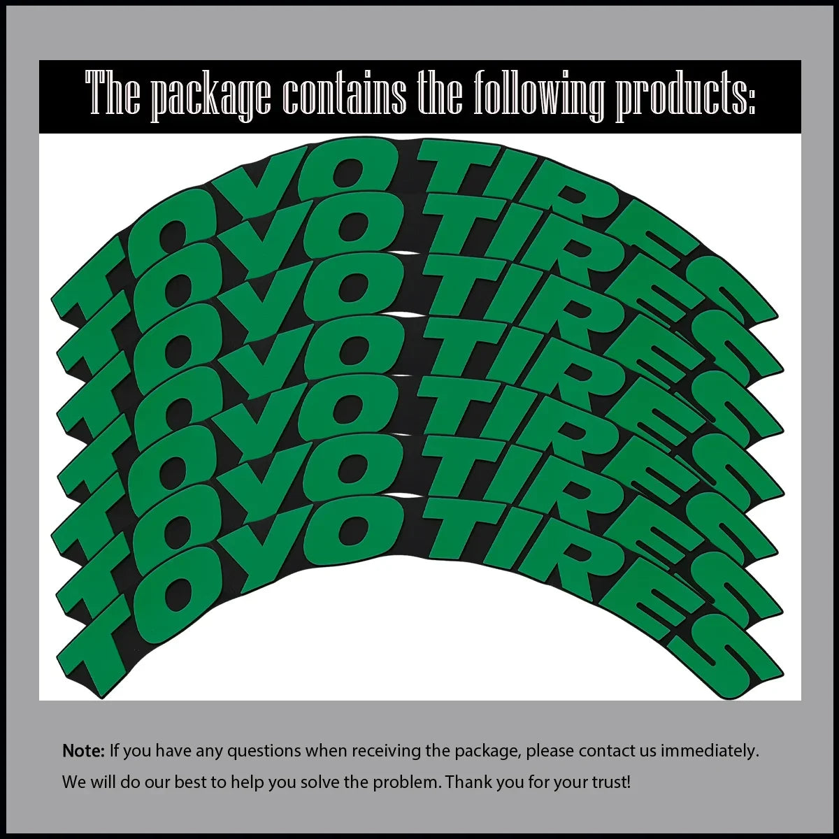 TOYO TIRES 3D Waterproof Tire Stickers | Universal Rubber Sidewall