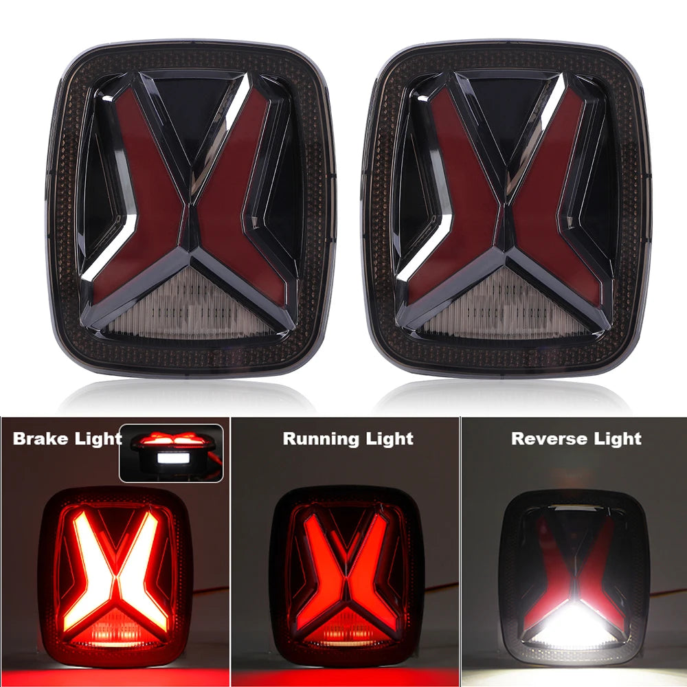 Rear LED Tail Lights for Jeep Wrangler CJ/TJ/YJ (1998–2006) | Universal X-Shape CE/DOT/EMARK