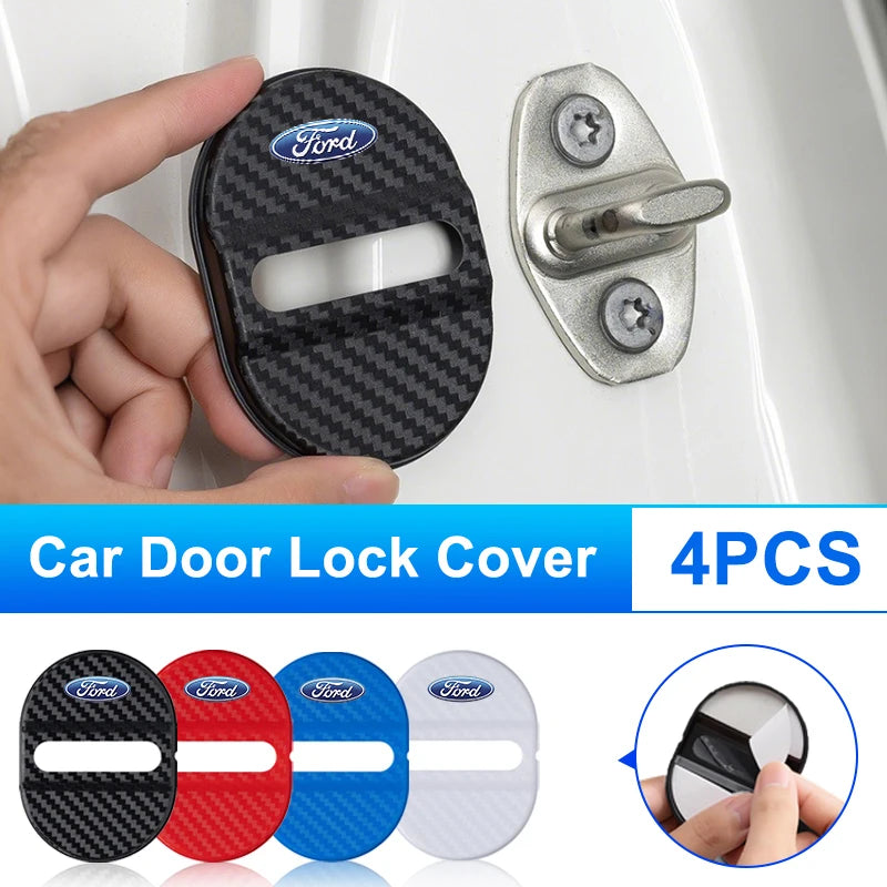 Door Lock Cover Anti-Rust Latch Protector Stickers for Ford Mustang / Bronco / Focus | 4-Piece