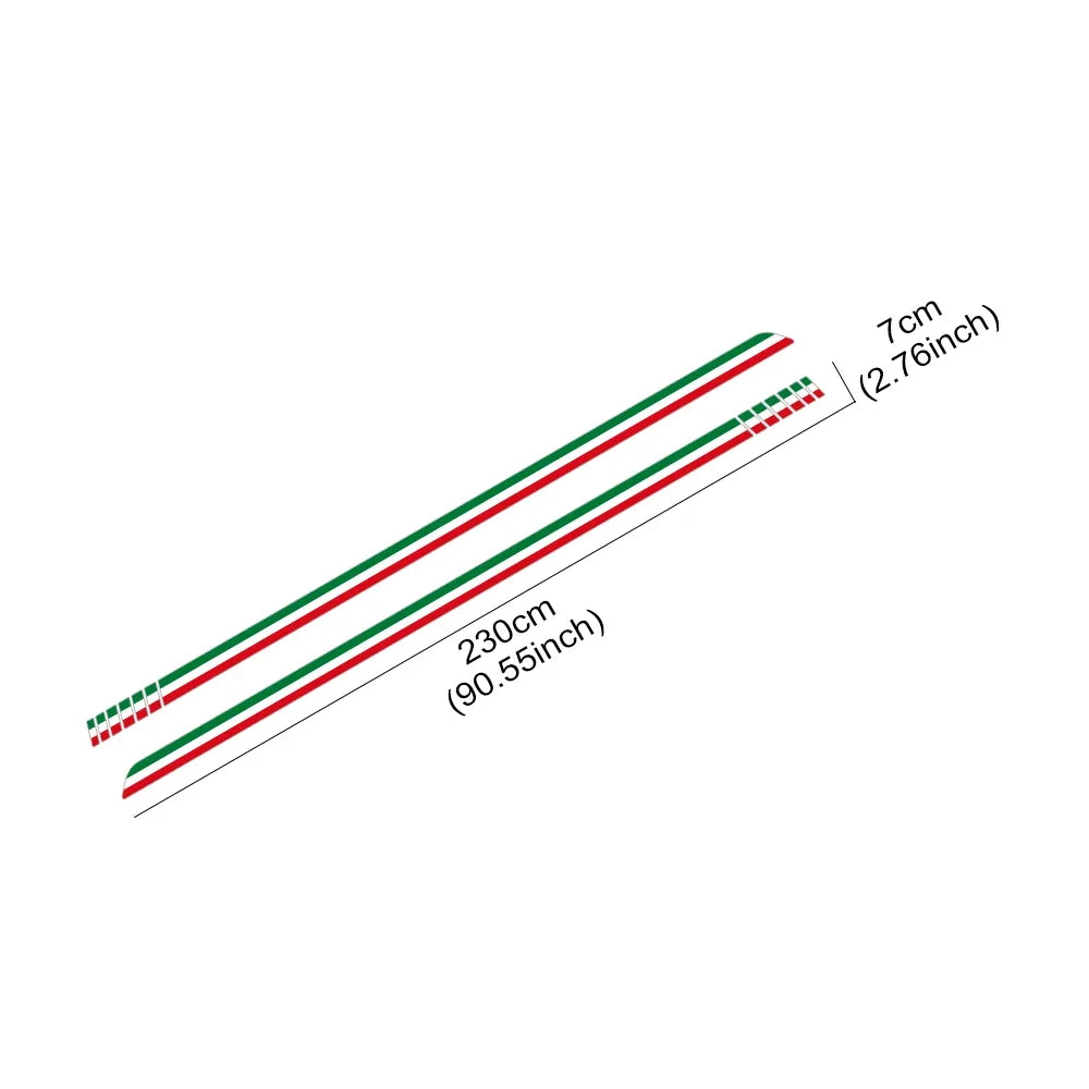 Italian Flag Racing Stripe Side Door Decal | Italy Tricolor Vinyl Graphic Sticker