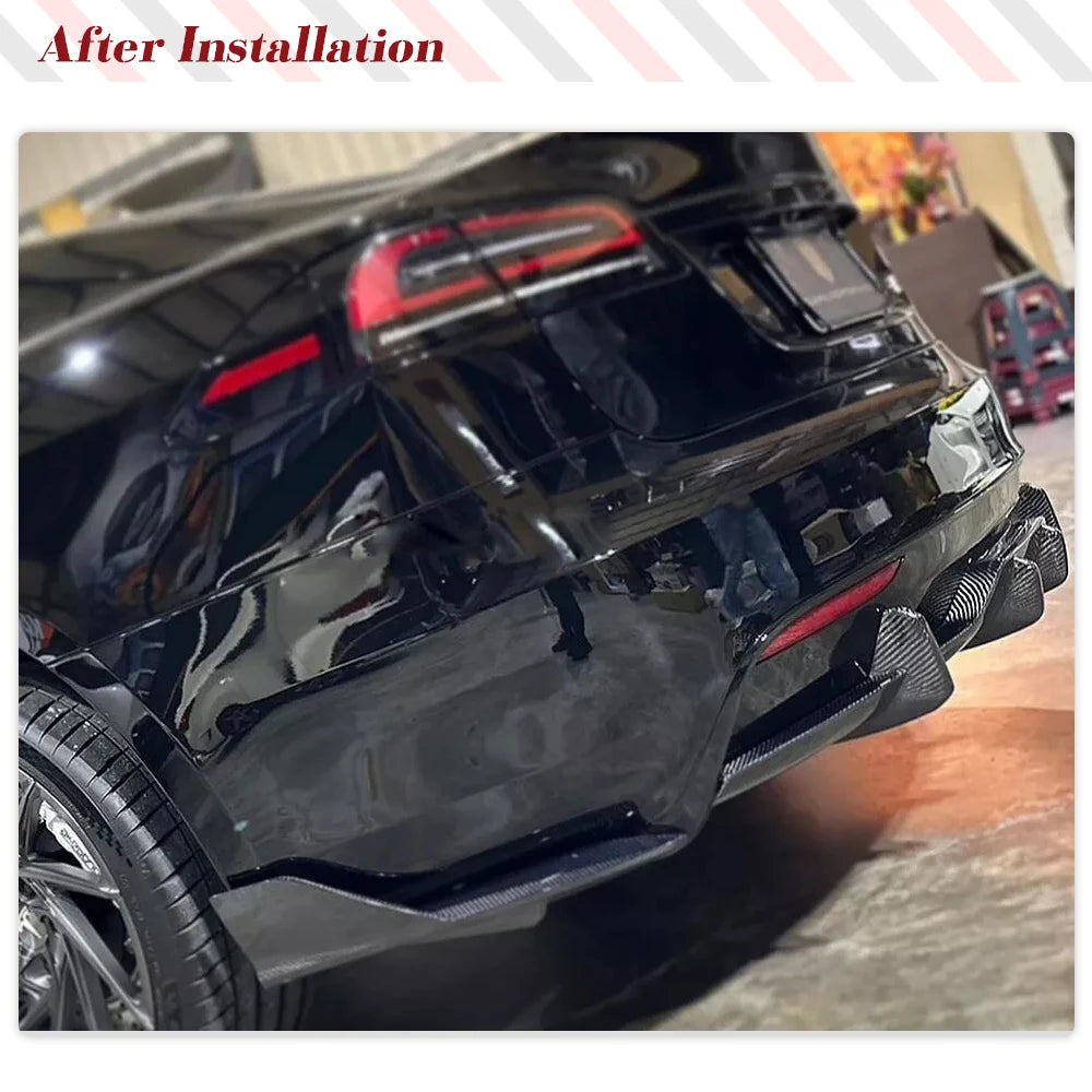Real Carbon Fiber Rear Canard Diffuser Lip Body Kit for Tesla Model S Plaid (2021–2023)