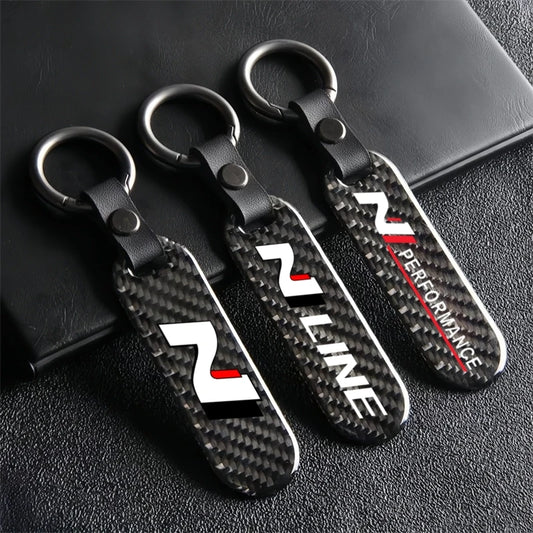 Carbon Fiber Car Keychain for Hyundai N Line | Stylish & Durable Keyring Pendant for Elantra, Veloster, and More