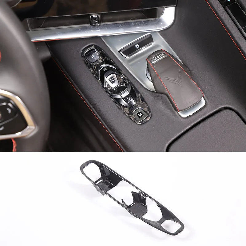 Real Carbon Fiber Cover For Chevrolet Corvette C8 2020 2021 2022 2023 Car Console Gear Shift Button Sticker Accessories