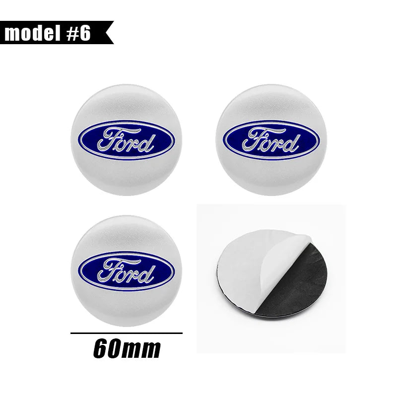 Wheel Center Hub Cap Cover Badge Stickers for Ford F-150 / Focus | 4-Piece 65mm / 60mm / 56mm