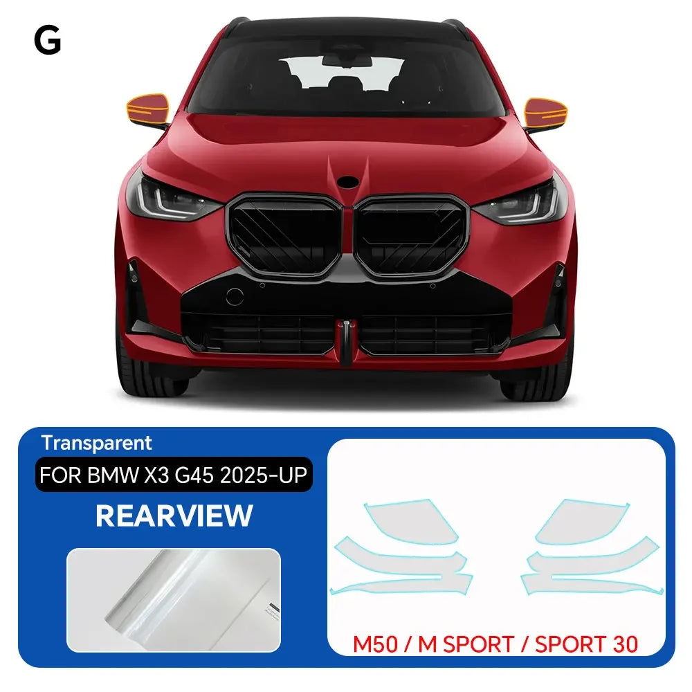 Precut PPF for BMW X3 G45 / M50 / M Sport (2025+) | TPU Headlight, Mirror & Pillar Protection