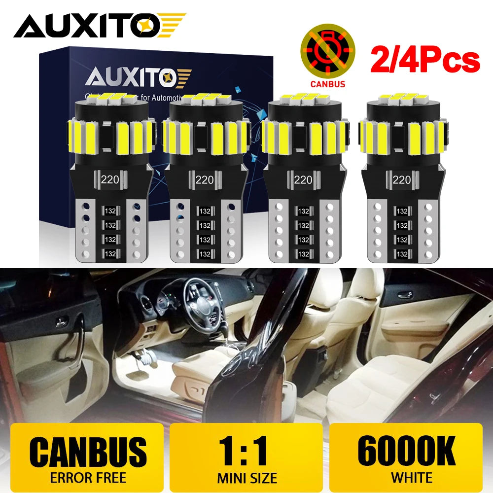 AUXITO T10 W5W Ultra-Bright Canbus LED | 194 168 WY5W 2–4 Pack