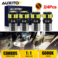 AUXITO T10 W5W Ultra-Bright Canbus LED | 194 168 WY5W 2–4 Pack