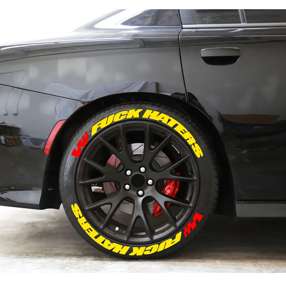 FUXK HATERS Tire Lettering Sticker 1.06" | Universal PVC Sidewall