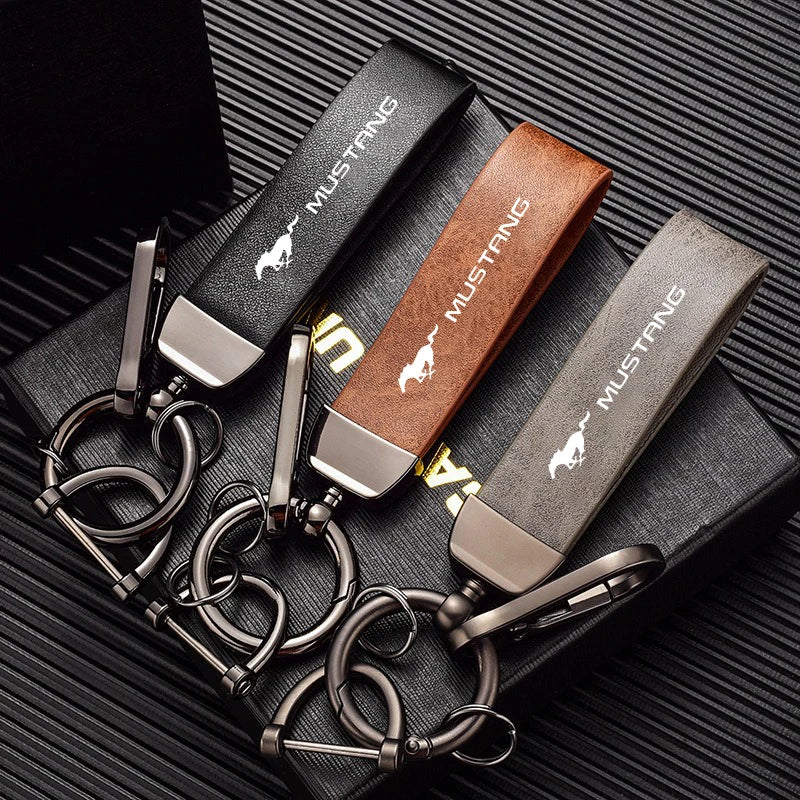 Leather Alloy Keychain Keyring Pendant for Ford Mustang / Fiesta / Focus / Mondeo | Gift