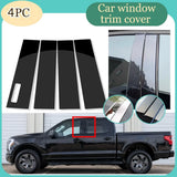Glossy Black / Silver Carbon Pillar Post for Ford F-150 (2015–2021) | 4-Piece Window Trim