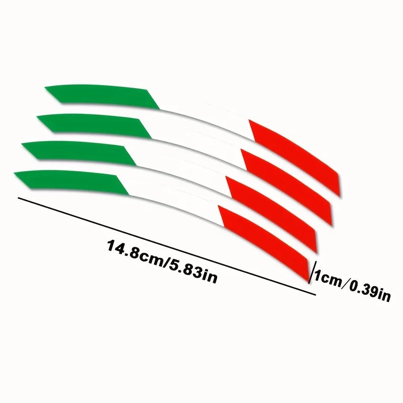 Green White Red Italian Flag Stripe Wheel Decal | Waterproof Vinyl Sticker for Cars & Motorcycles
