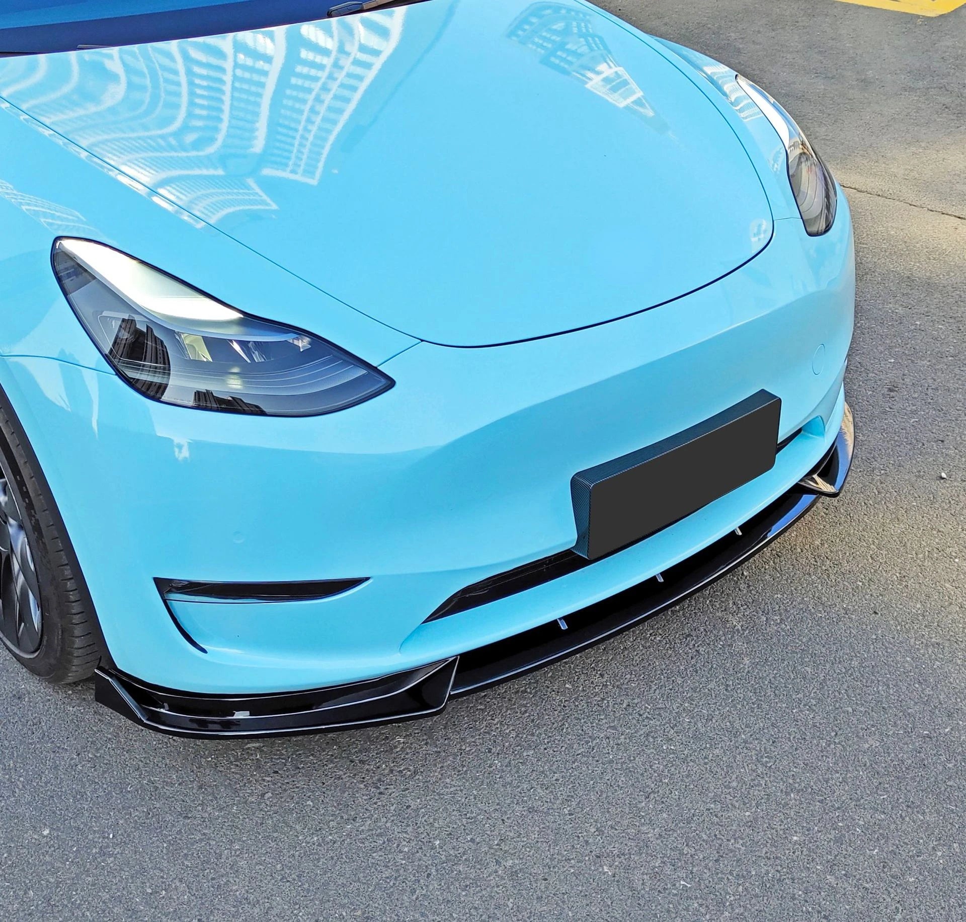 Front Bumper Lip Splitter for Tesla Model Y (2019–2024) | Carbon Look, Matte Black & Gloss Black ABS