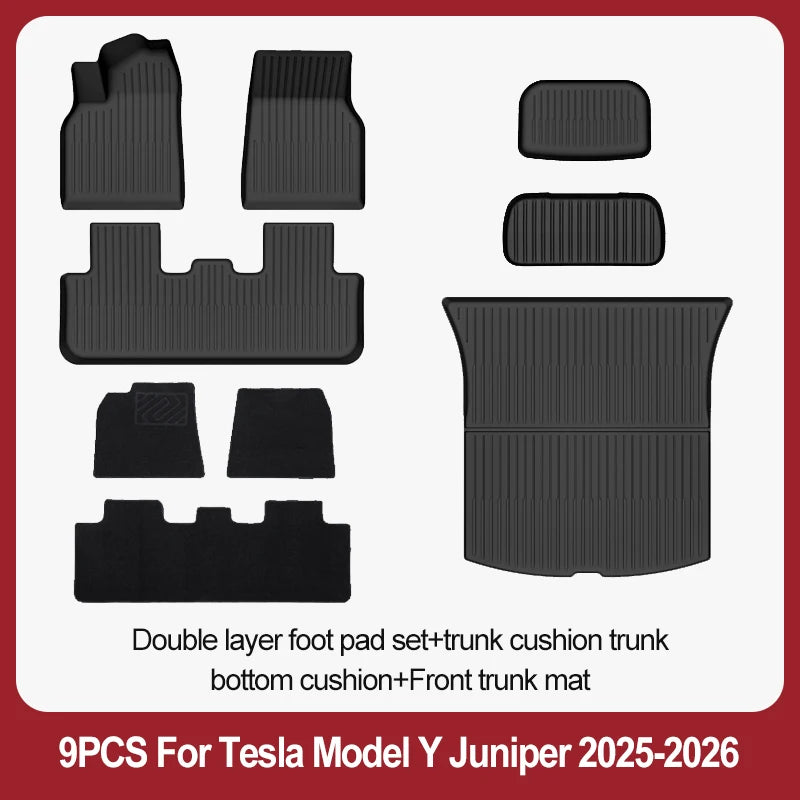 TPE Floor Mats & Luggage Mat for Tesla Model Y Juniper Premium / Performance (2025+) | All-Weather Set