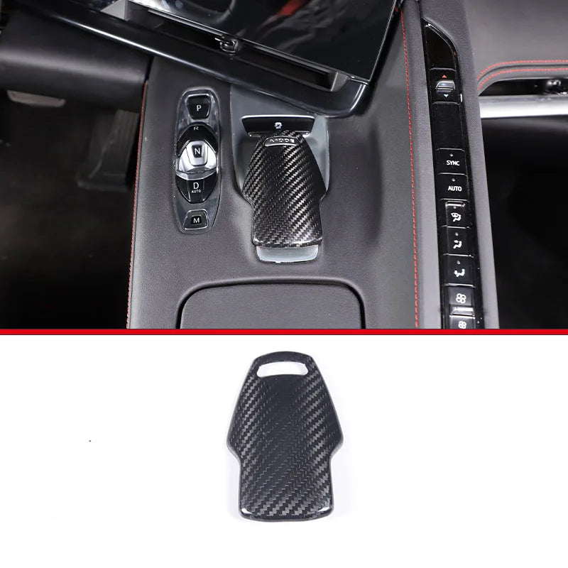 Real Carbon Fiber Cover For Chevrolet Corvette C8 2020 2021 2022 2023 Car Console Gear Shift Button Sticker Accessories