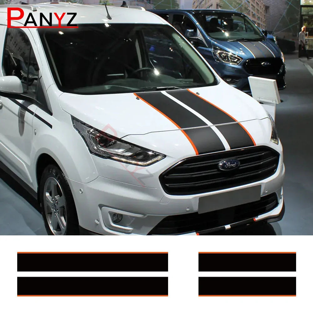 Hood & Rear Door Graphic Decal Kit for Ford Transit Connect | 4-Piece Full-Body Vinyl Sticker