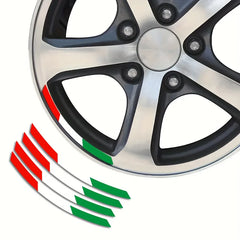Green White Red Italian Flag Stripe Wheel Decal | Waterproof Vinyl Sticker for Cars & Motorcycles