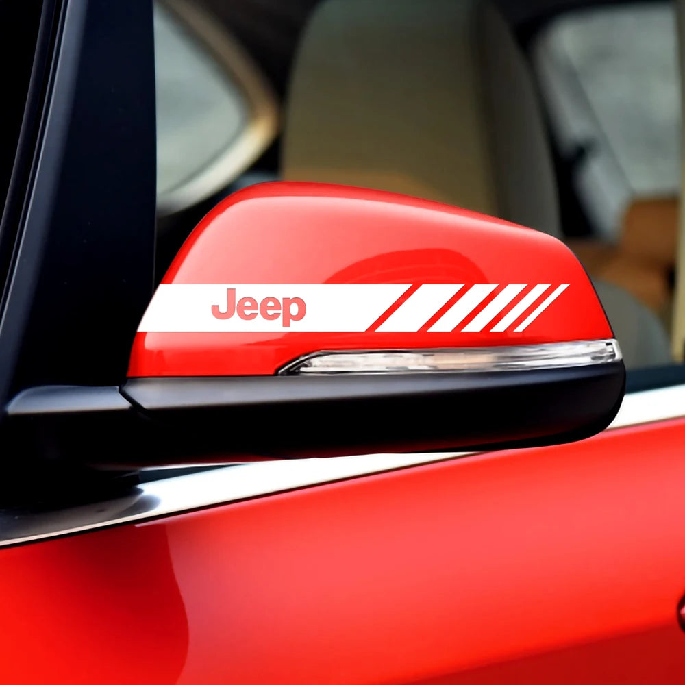 Rearview Mirror & Body Badge Emblem Decal for Jeep Renegade | 2-Piece Vinyl Sticker Set