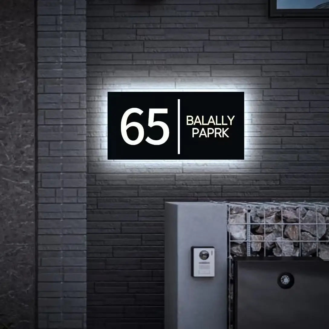 Custom LED House Number Sign Backlit Crystal Base Luminous Acrylic Logo Sign Home Entrance Door Plate for Villa Apartment Decor