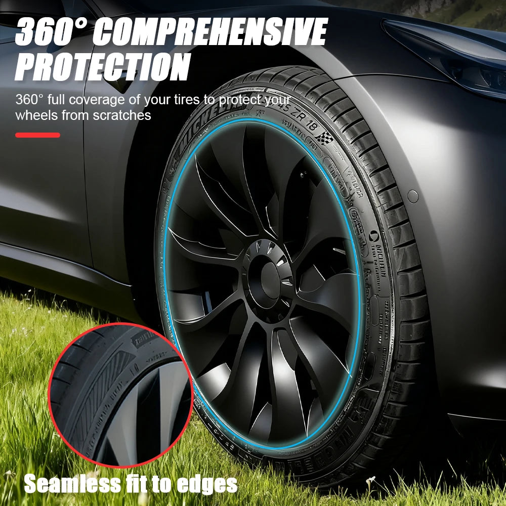19" Performance Replacement Wheel Hub Caps for Tesla Model Y (2020–2024) | 4-Piece Full Rim Cover