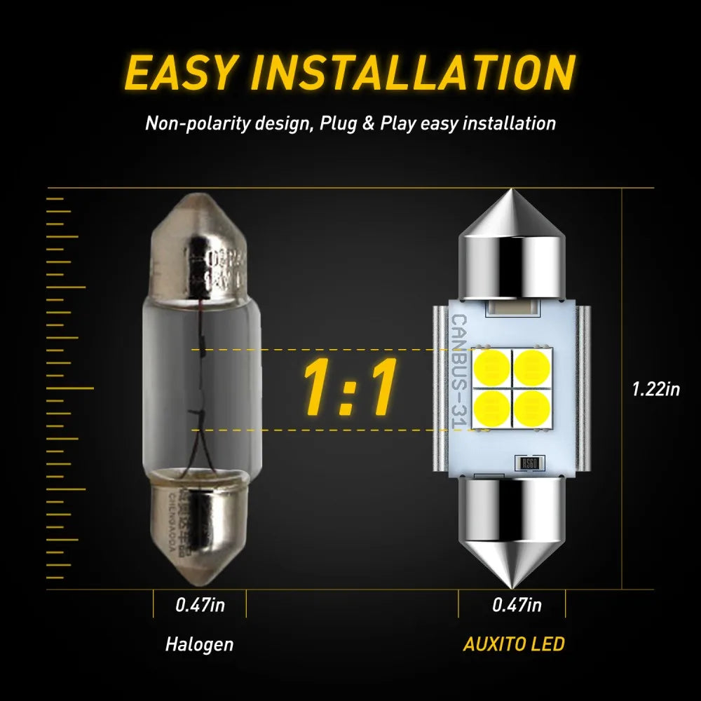 AUXITO C5W C10W Canbus Festoon LED Bulb | 31/36/41mm 12V 2–20 Pack