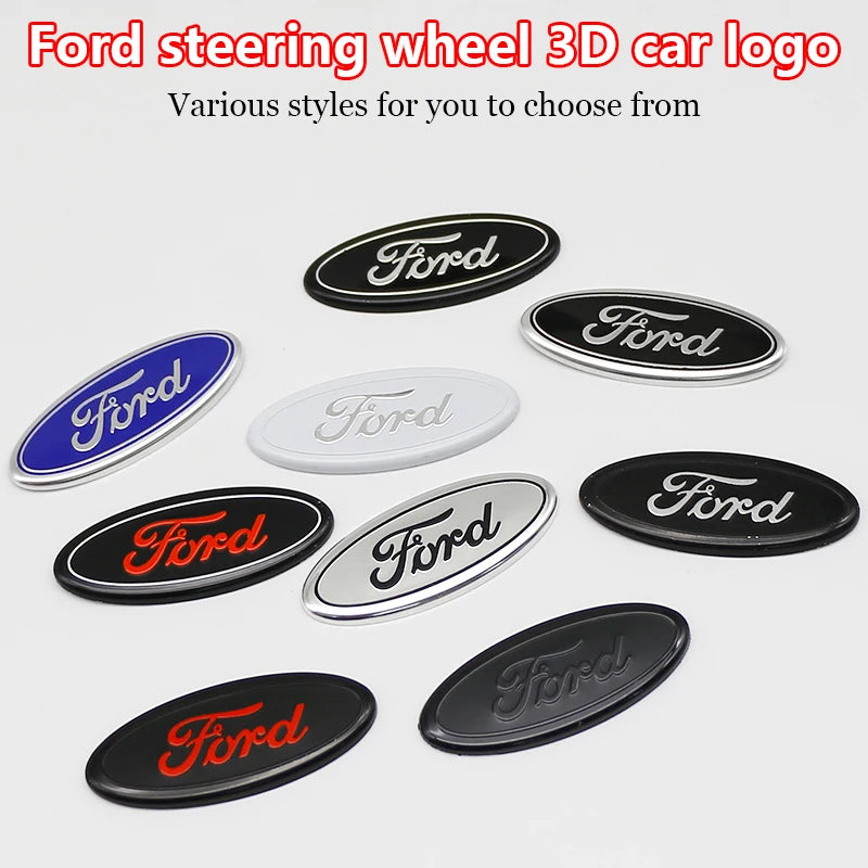 5.8cm Aluminum Steering Wheel Emblem Decal for Ford Focus / F-150 / Mondeo | Metal Badge