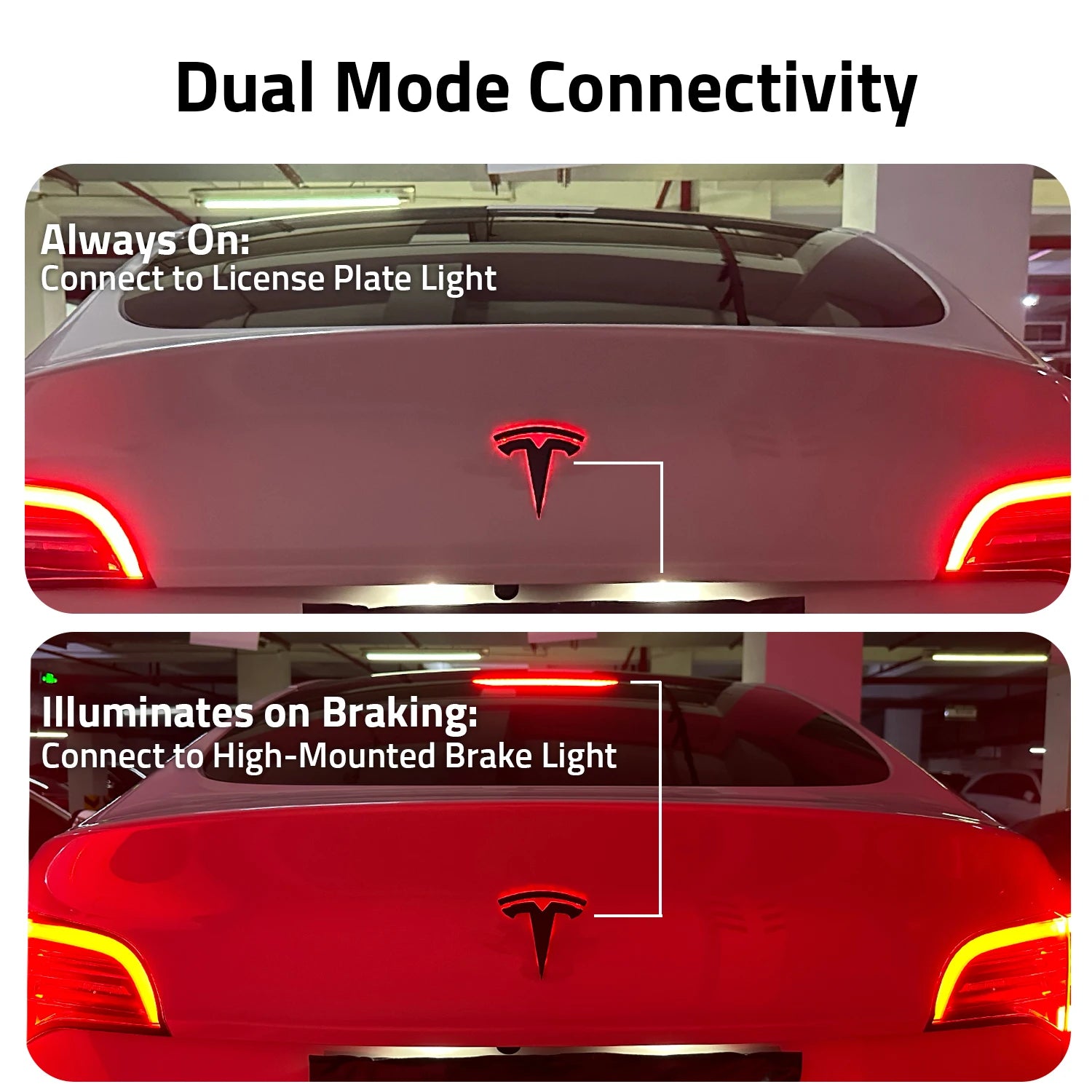 LED Trunk Emblem Ambient Light for Tesla Model 3/Y/X/S, Two Modes for Ambient Light or Brake Light