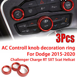 A/C Control Knob Volume Radio Switch Decoration Cover for Dodge Challenger / Charger | 3-Piece
