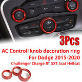 A/C Control Knob Volume Radio Switch Decoration Cover for Dodge Challenger / Charger | 3-Piece
