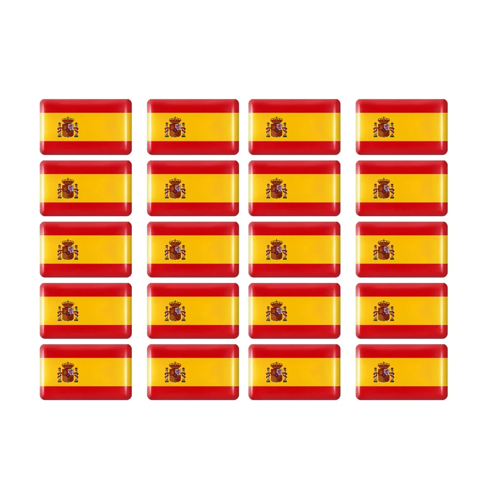 Epoxy Spain Flag Sticker Car Interior Decoration Decal | 10 / 20 / 50 Pack for SEAT / Cup Holder