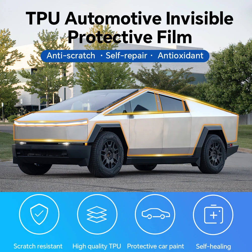 Precut Clear PPF for Tesla Cybertruck (2024–2026) | TPU Anti-Scratch Paint Protection Film