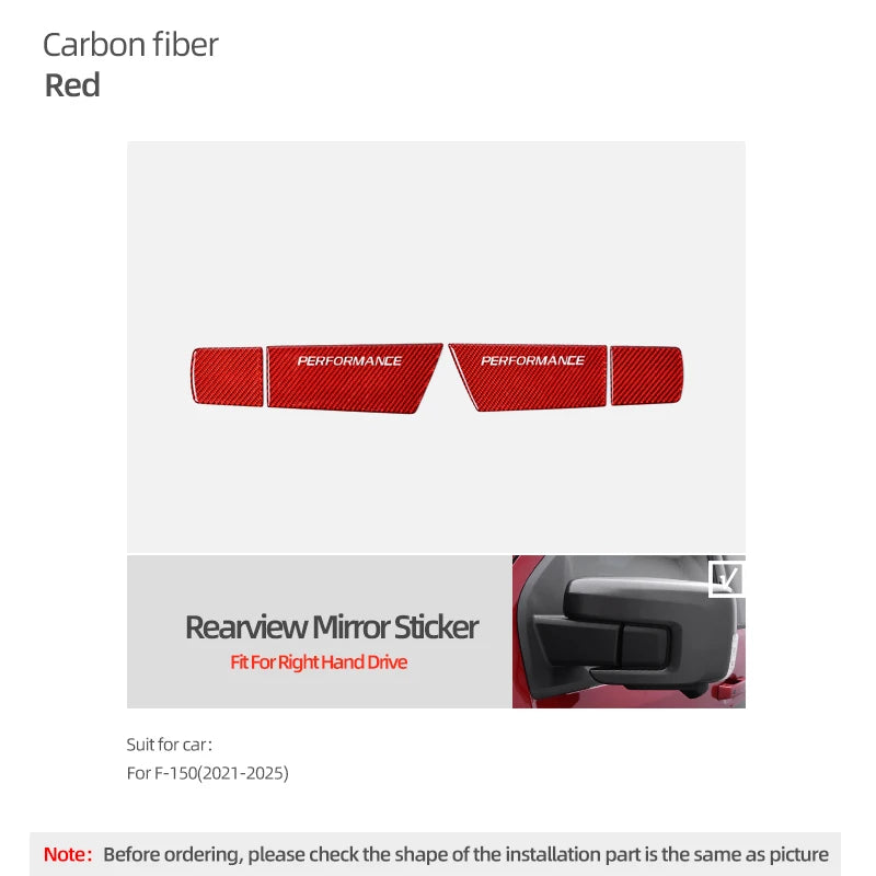 Real Carbon Fiber Rearview Mirror Trim for Ford F-150 SVT Raptor (2021–2025) | BetterHumz LHD/RHD
