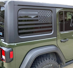 Jeep Wrangler JK / JKU American Flag Rear Window Decal – Precut Stars & Stripes Back Side Window Sticker (2-Pc Set, 4-Door)