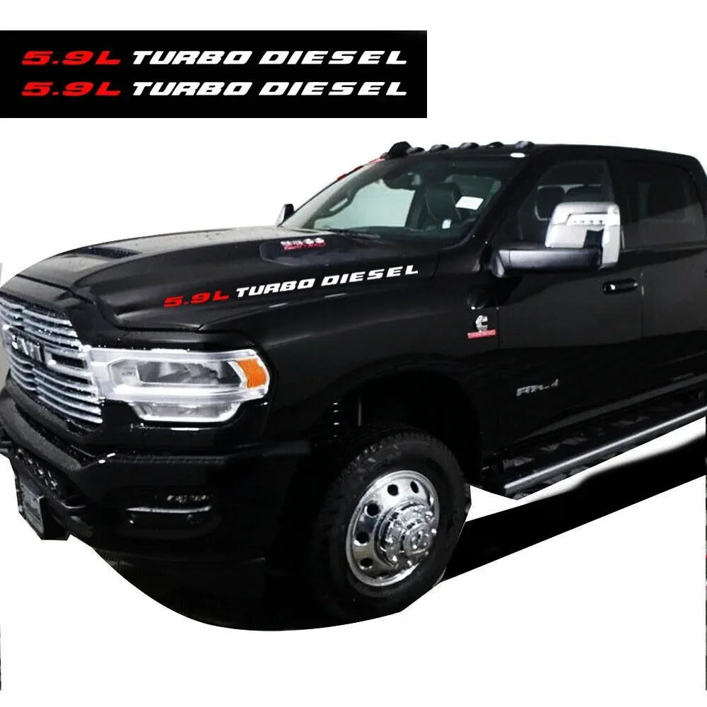 2pcs Truck Hood Vinyl Decals Car Stickers 5.9L Turbo Diesel Emblem for Dodge RAM 1500 2500 3500  car accessories