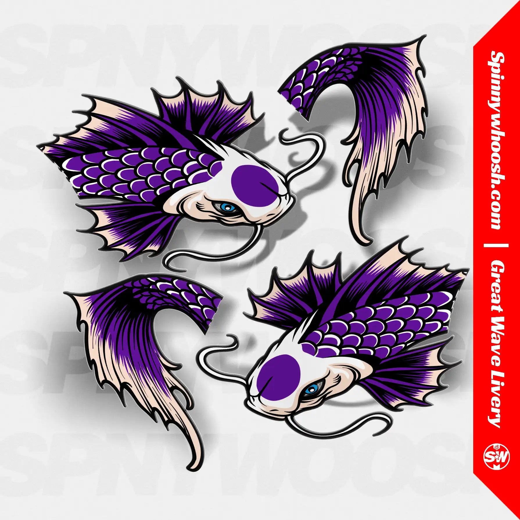 Limited Edition Koi Fish Car Decal Livery - 2-Piece Premium Vinyl Set