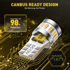 AUXITO T10 W5W Yellow Canbus LED | Parking License Plate Signal Lamp