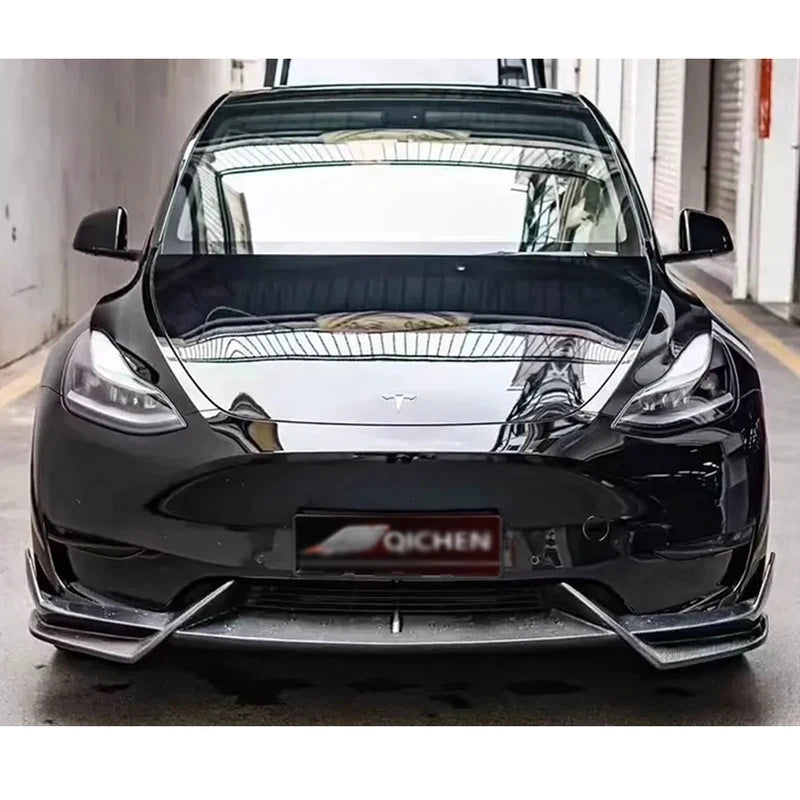 Real Carbon Fiber Front Bumper Lip & Diffuser Spoiler for Tesla Model Y | Diverter Body Kit