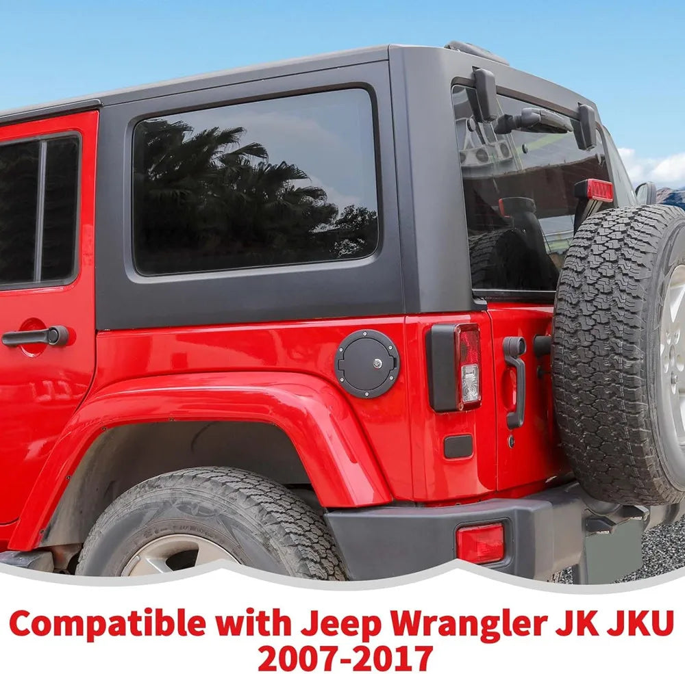 Black Aluminum Locking Fuel Filler Door Gas Tank Cap Cover for Jeep Wrangler (2007–2018)