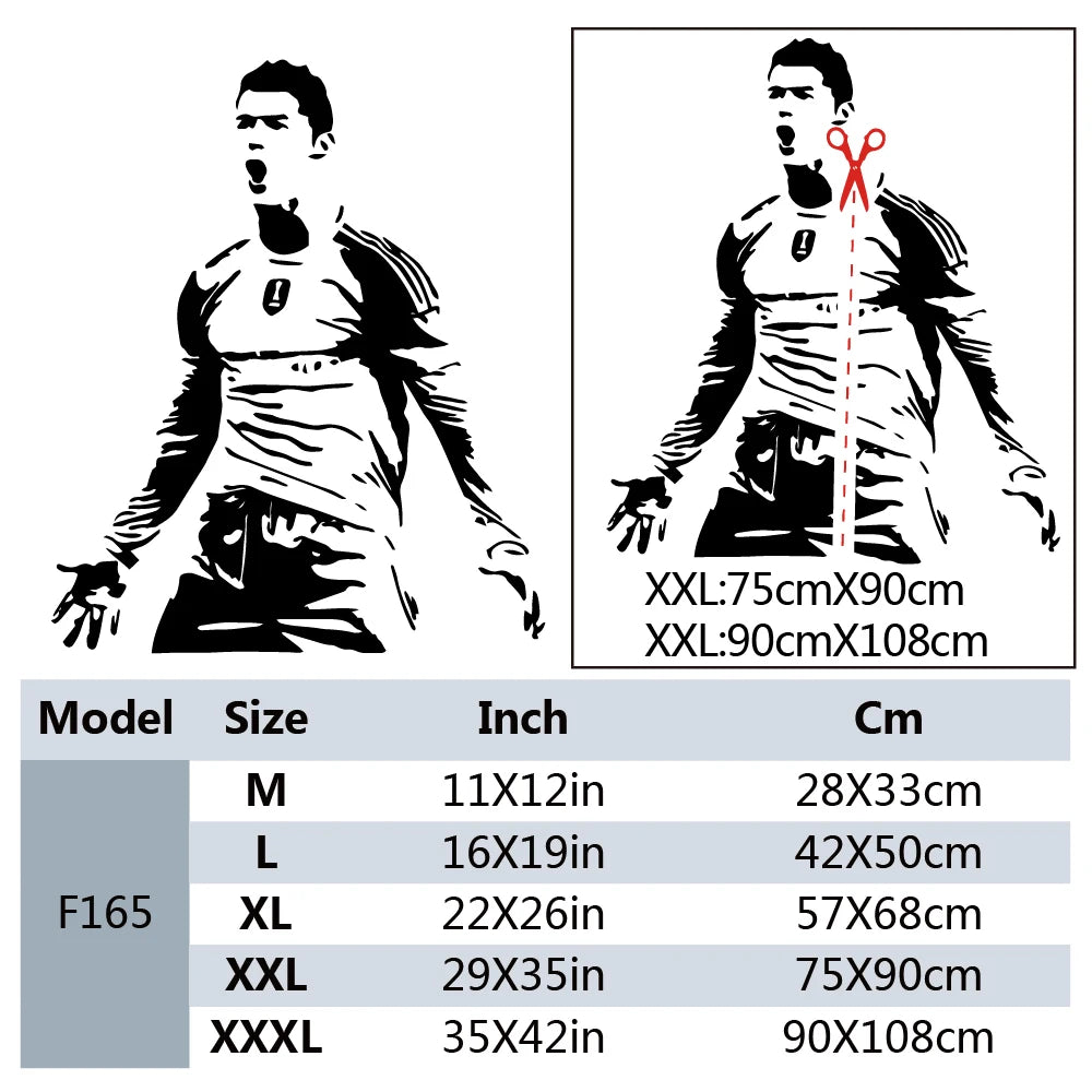 Cristiano Ronaldo Football Wall Sticker - Vinyl Soccer Athlete Mural for Kids’ Room & Bedroom Decor