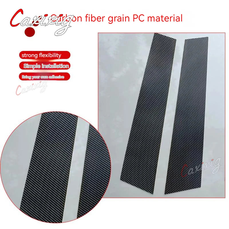 For Suzuki Scross SX4 2014-2021 8x Black Car Door Window Center BC Pillar Posts Trim Cover Sticker PC Mirror Effect Carbon Fiber
