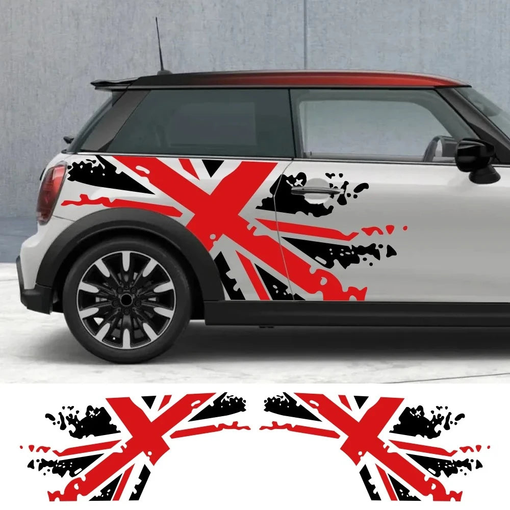 Union Jack Door Side Stripe Decal | 2-Piece British Flag Auto Body Vinyl Sticker