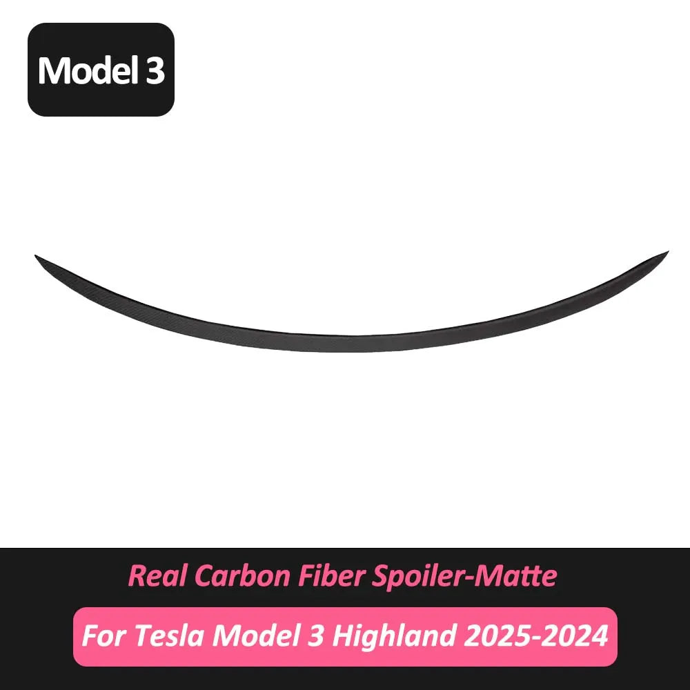 Forged Carbon Grain Rear Trunk Spoiler for Tesla Model 3 Highland (2024) | Gloss & Matte Finish