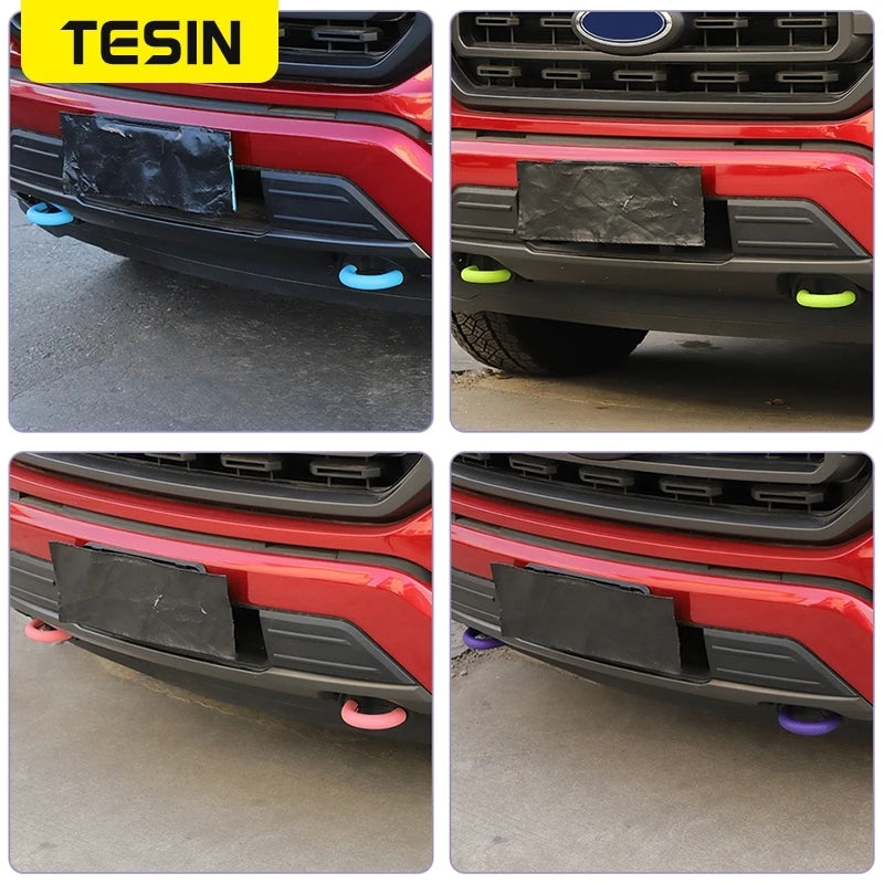 TESIN TPE Car Front Bumper Trailer Tow Hook Ring Protective Cover for Ford F150 2009-2021 2022 2023 2024 Exterior Accessories