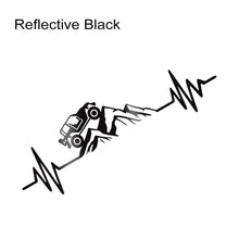 Cargar imagen en el visor de la galería, Reflective Heartbeat Off-Road Mountain Climb Vinyl Sticker – 4x4 Truck Windshield &amp; Bumper Decal | 4 Colors