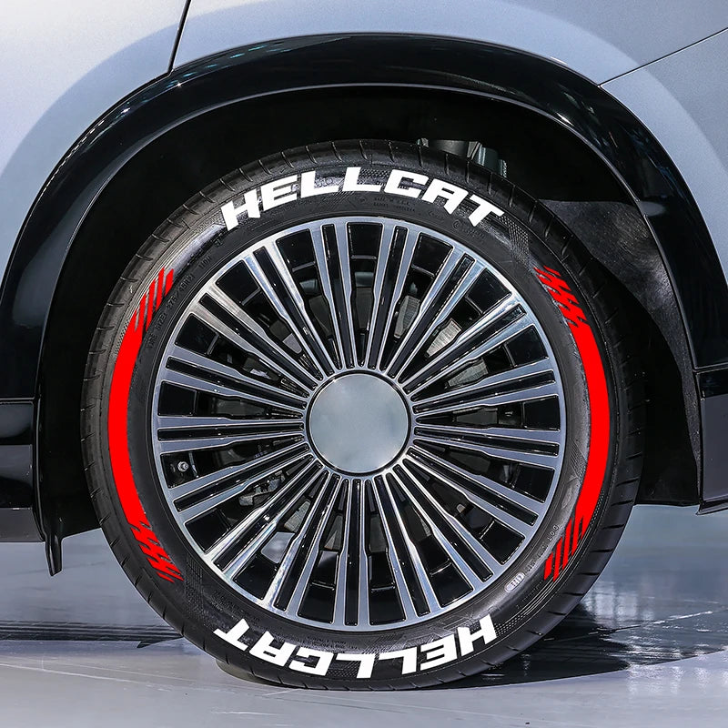 HELLCAT 3D Tire Letter Stickers for 4 Tires | 8pc Waterproof PVC