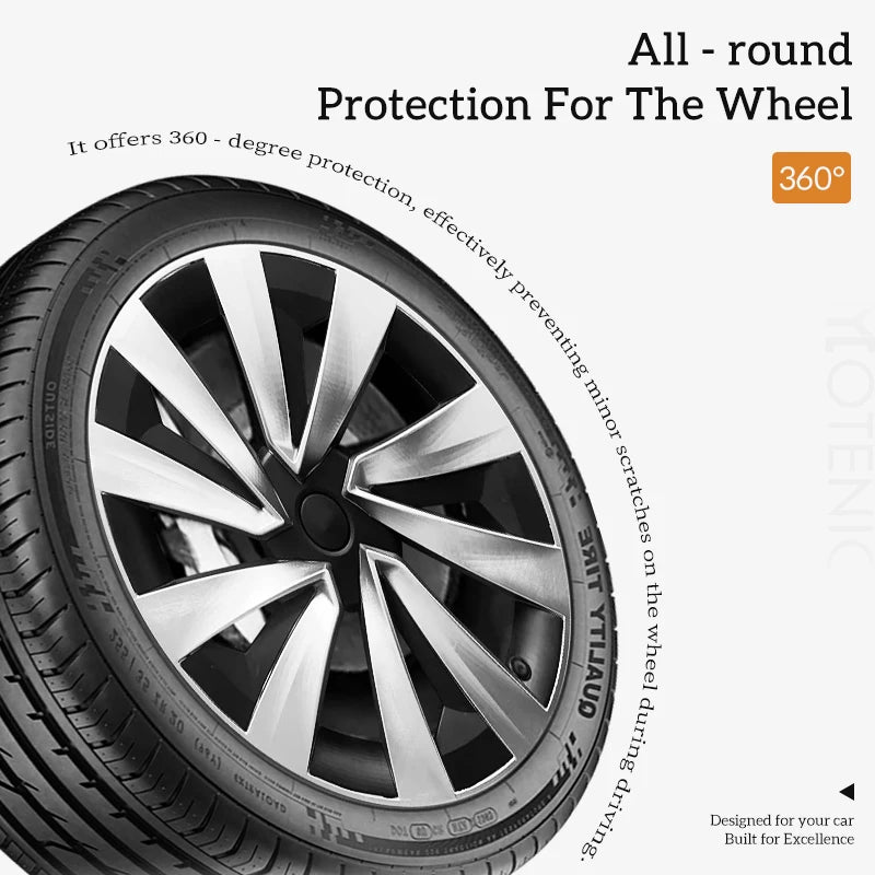 19" Matte Black / Silver Black Wheel Cover for Tesla Model Y Juniper (2025–2026) | 4-Piece Replacement Hub Cap