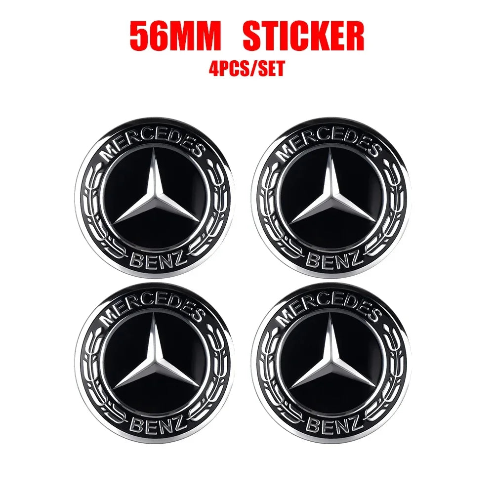 Wheel Center Hub Cap Resin Badge Emblem Sticker for Mercedes-Benz | 56mm / 60mm / 65mm