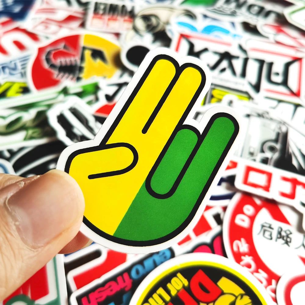 10/20/50/100PCS Cool JDM Stickers - Vinyl Decals for Cars, Motorcycles, Scooters, Bikes, Skateboards, and Laptops