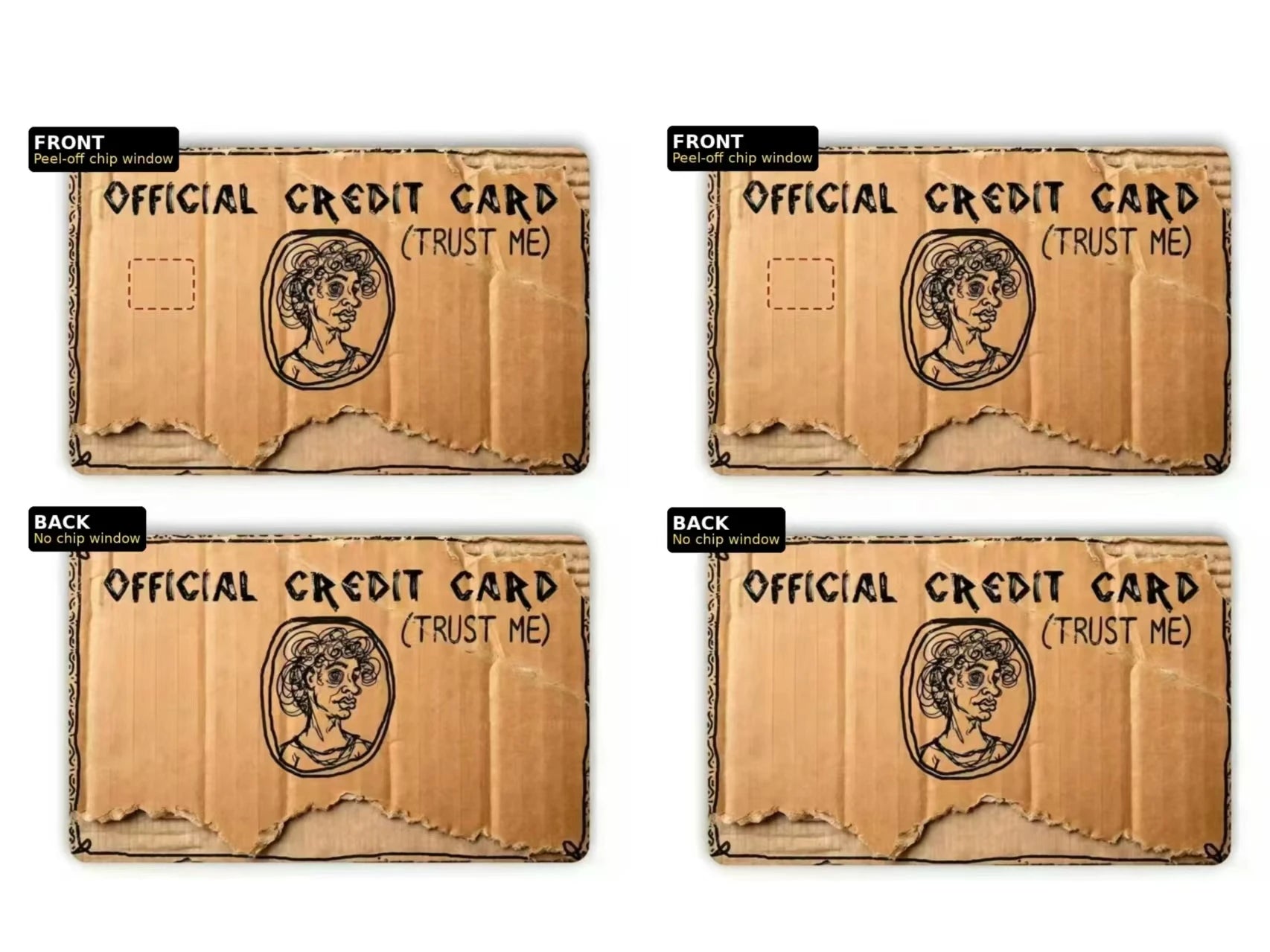 “Trust Me” Funny Credit Card Skin – Cardboard-Style PVC Decal