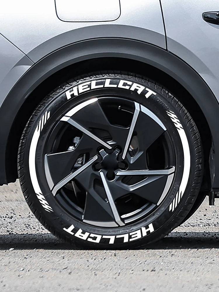HELLCAT 3D Tire Letter Stickers for 4 Tires | 8pc Waterproof PVC